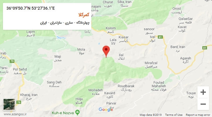 روستای کمرکلا بر روی نقشه