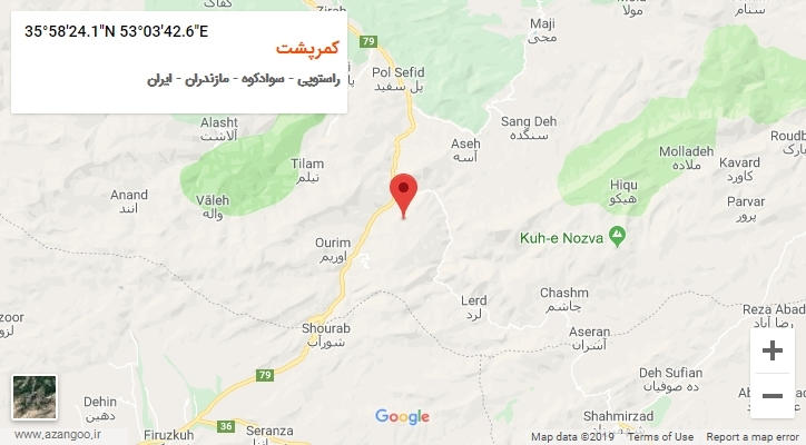 روستای کمرپشت بر روی نقشه