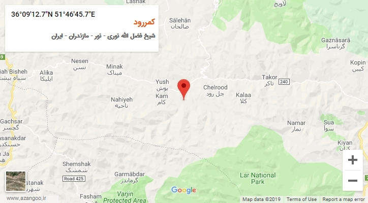 روستای کمررود بر روی نقشه