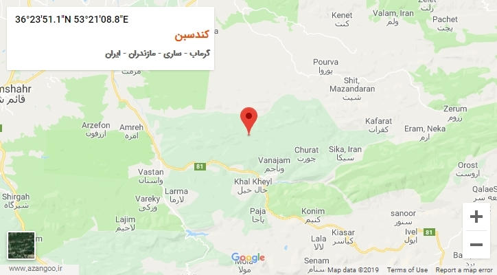 روستای کندسبن بر روی نقشه
