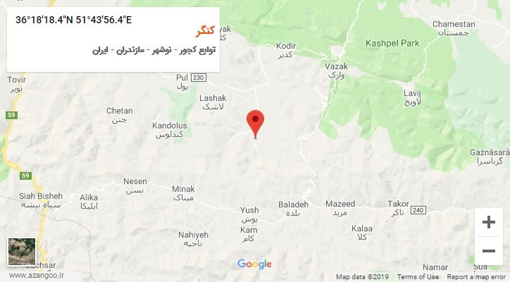 روستای کنگر بر روی نقشه