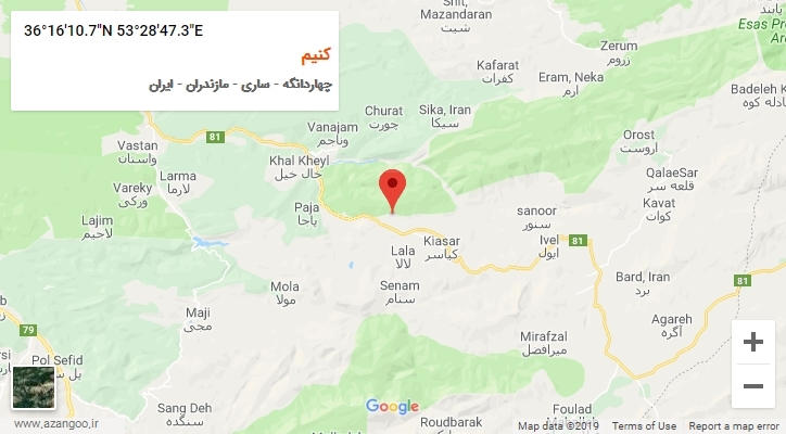 روستای کنیم بر روی نقشه