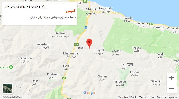 روستای کنیس بر روی نقشه