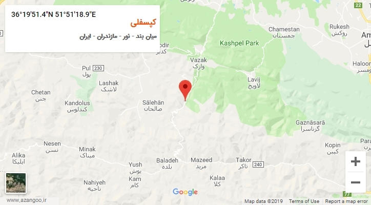 روستای کپسفلی بر روی نقشه