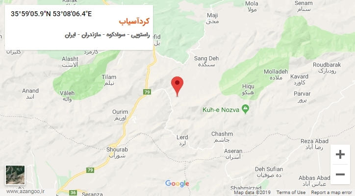 روستای کردآسیاب بر روی نقشه