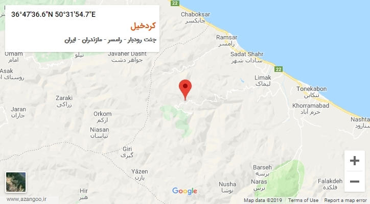 روستای کردخیل بر روی نقشه