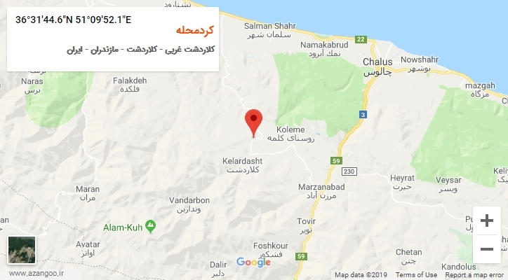 روستای کردمحله بر روی نقشه