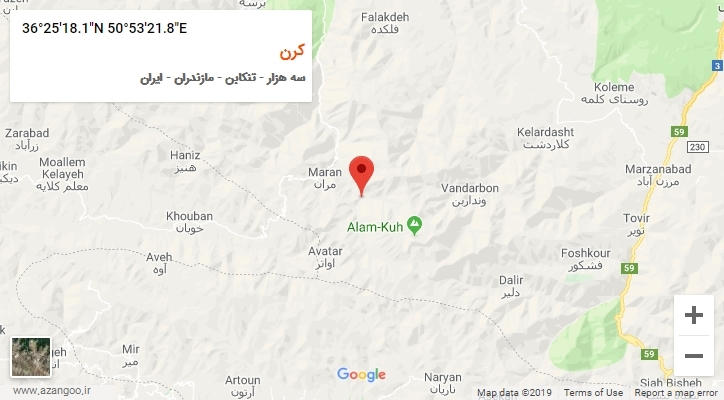 روستای کرن بر روی نقشه