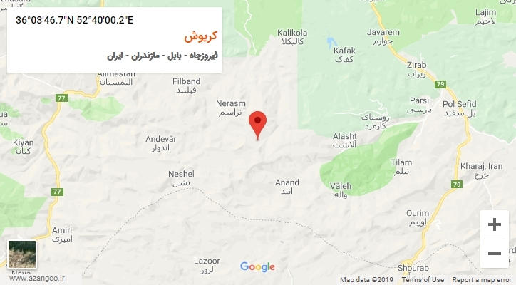 روستای کریوش بر روی نقشه