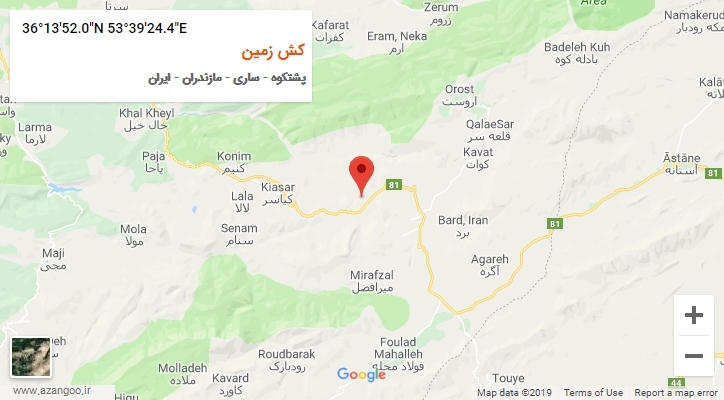 روستای کش زمین بر روی نقشه