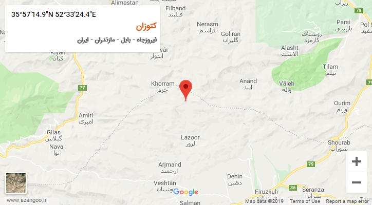 روستای کتوزان بر روی نقشه