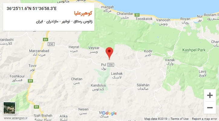 روستای کوهپرعلیا بر روی نقشه