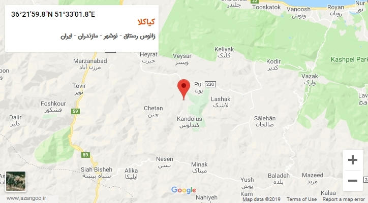 روستای کیاکلا بر روی نقشه