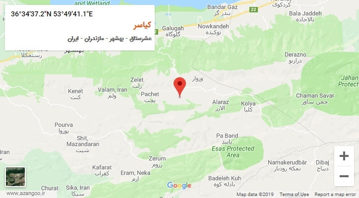 روستای کیاسر بر روی نقشه