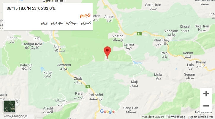 روستای لاجیم بر روی نقشه