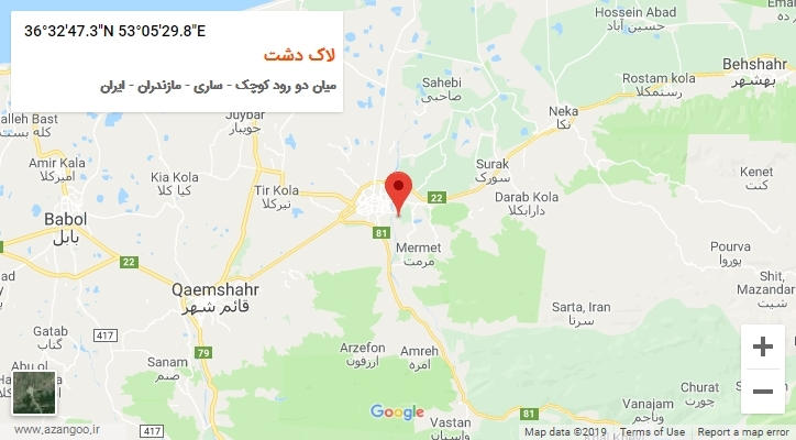 روستای لاک دشت بر روی نقشه
