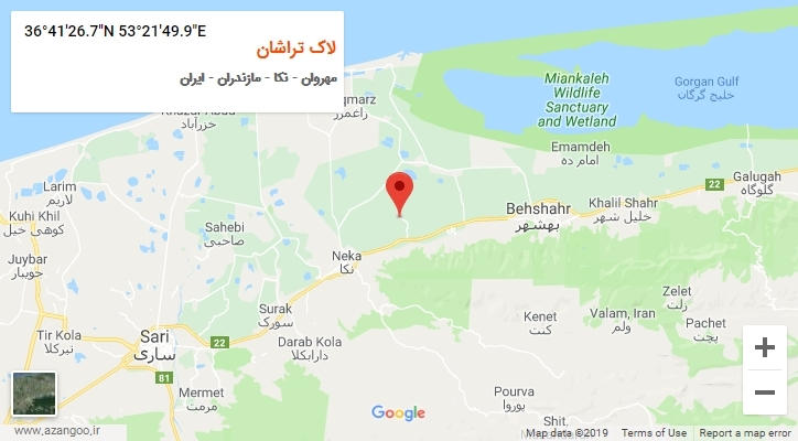 روستای لاک تراشان بر روی نقشه