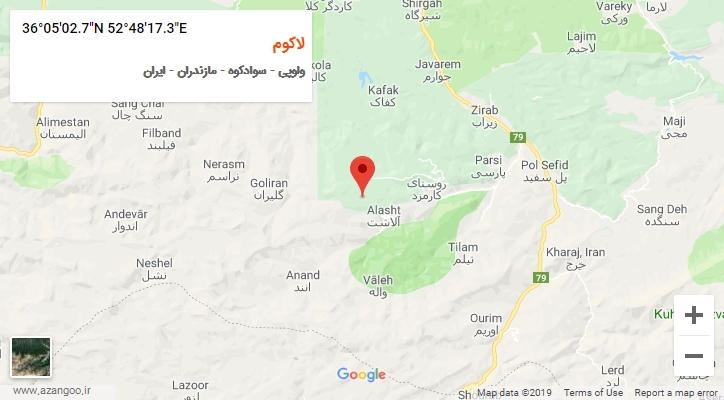 روستای لاکوم بر روی نقشه