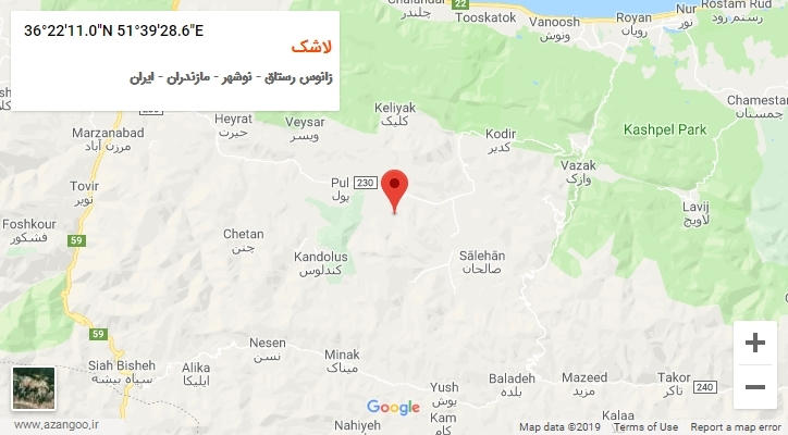 روستای لاشک بر روی نقشه
