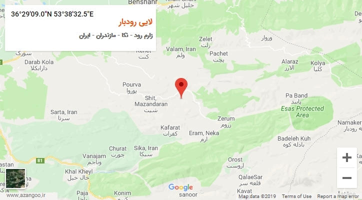 روستای لایی رودبار بر روی نقشه