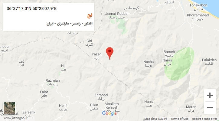 روستای لج بر روی نقشه