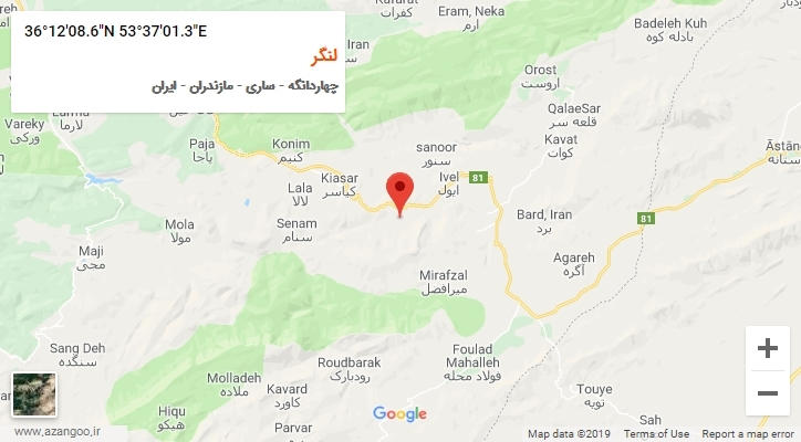 روستای لنگر بر روی نقشه