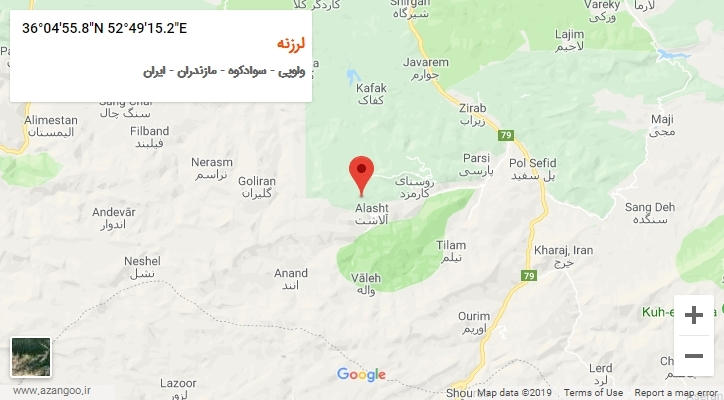 روستای لرزنه بر روی نقشه