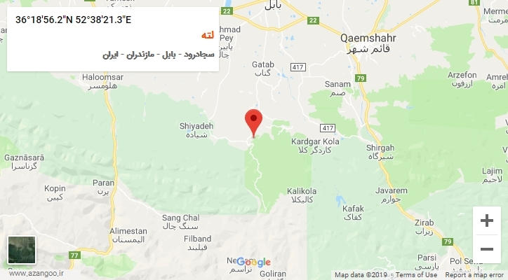 روستای لته بر روی نقشه