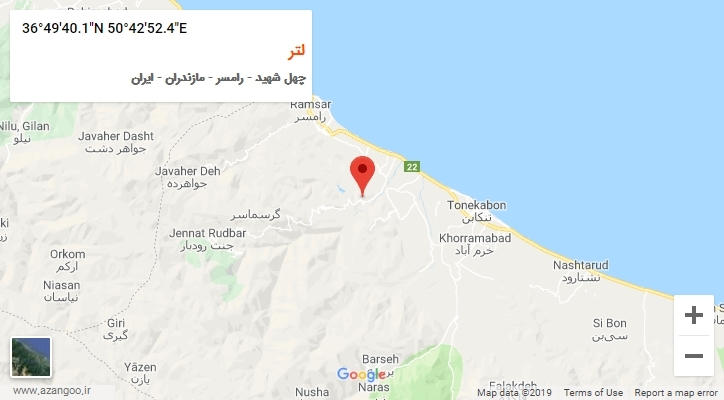 روستای لتر بر روی نقشه