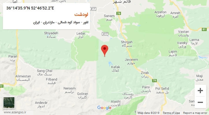 روستای لودشت بر روی نقشه