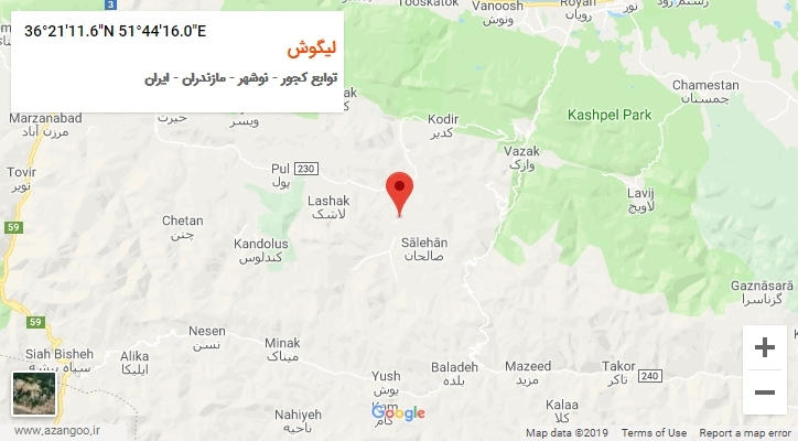 روستای لیگوش بر روی نقشه