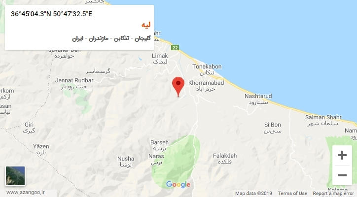 روستای لیه بر روی نقشه