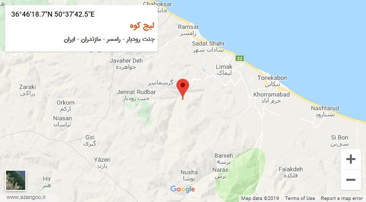 روستای لیج کوه بر روی نقشه