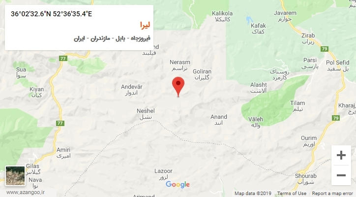 روستای لیرا بر روی نقشه