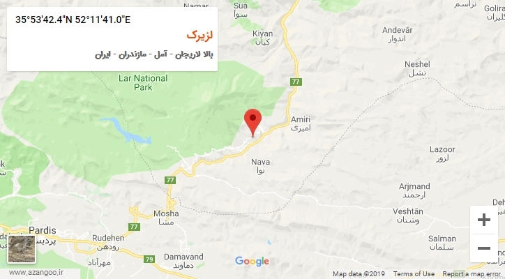 روستای لزیرک بر روی نقشه