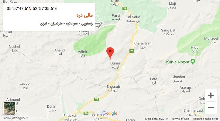 روستای مالی دره بر روی نقشه