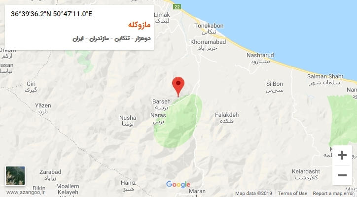 روستای مازوکله بر روی نقشه