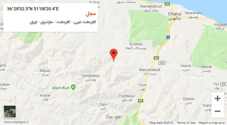 روستای مجل بر روی نقشه