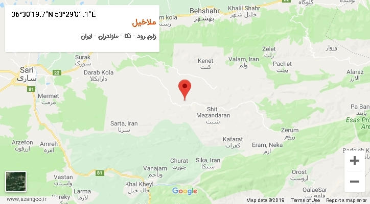 روستای ملاخیل بر روی نقشه