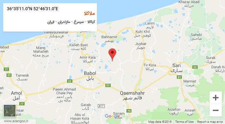 روستای ملاکلا بر روی نقشه