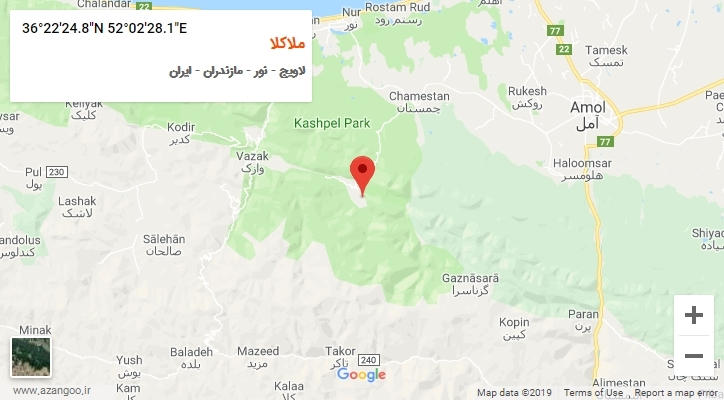 روستای ملاکلا بر روی نقشه