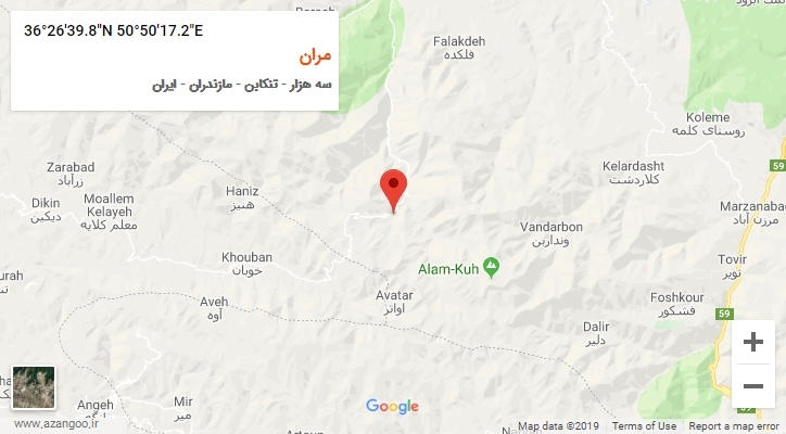 روستای مران بر روی نقشه