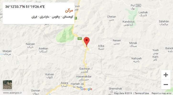 روستای مرگن بر روی نقشه