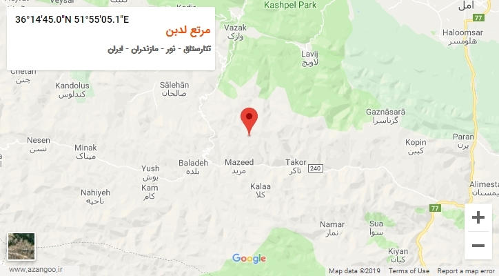 روستای مرتع لدبن بر روی نقشه