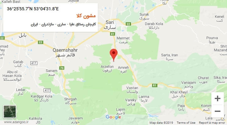 روستای مشون کلا بر روی نقشه