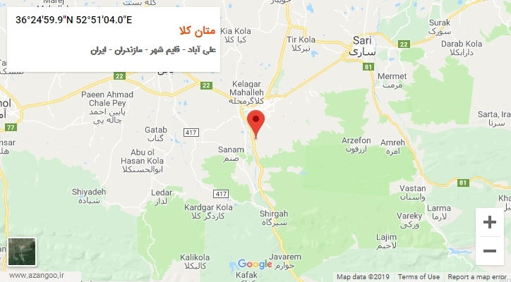 روستای متان کلا بر روی نقشه