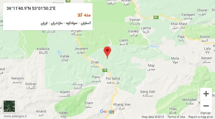 روستای مته کلا بر روی نقشه