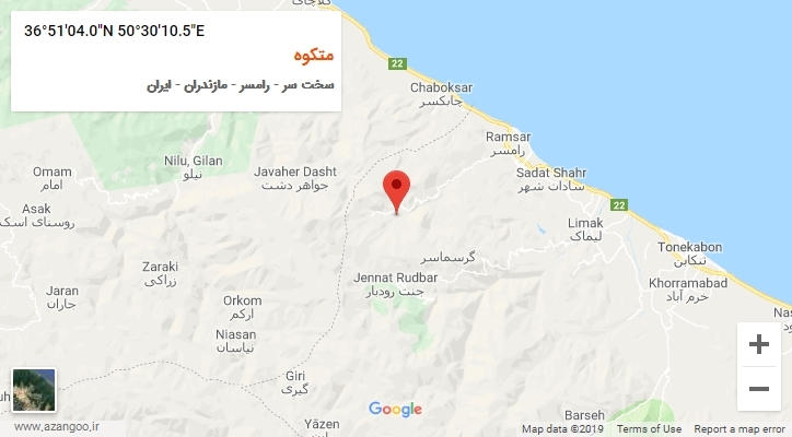 روستای متکوه بر روی نقشه