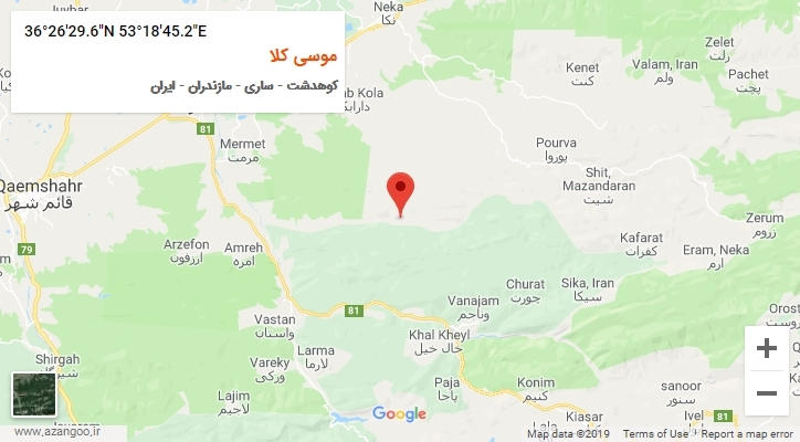 روستای موسی کلا بر روی نقشه