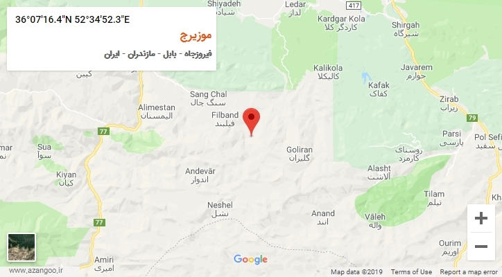 روستای موزیرج بر روی نقشه